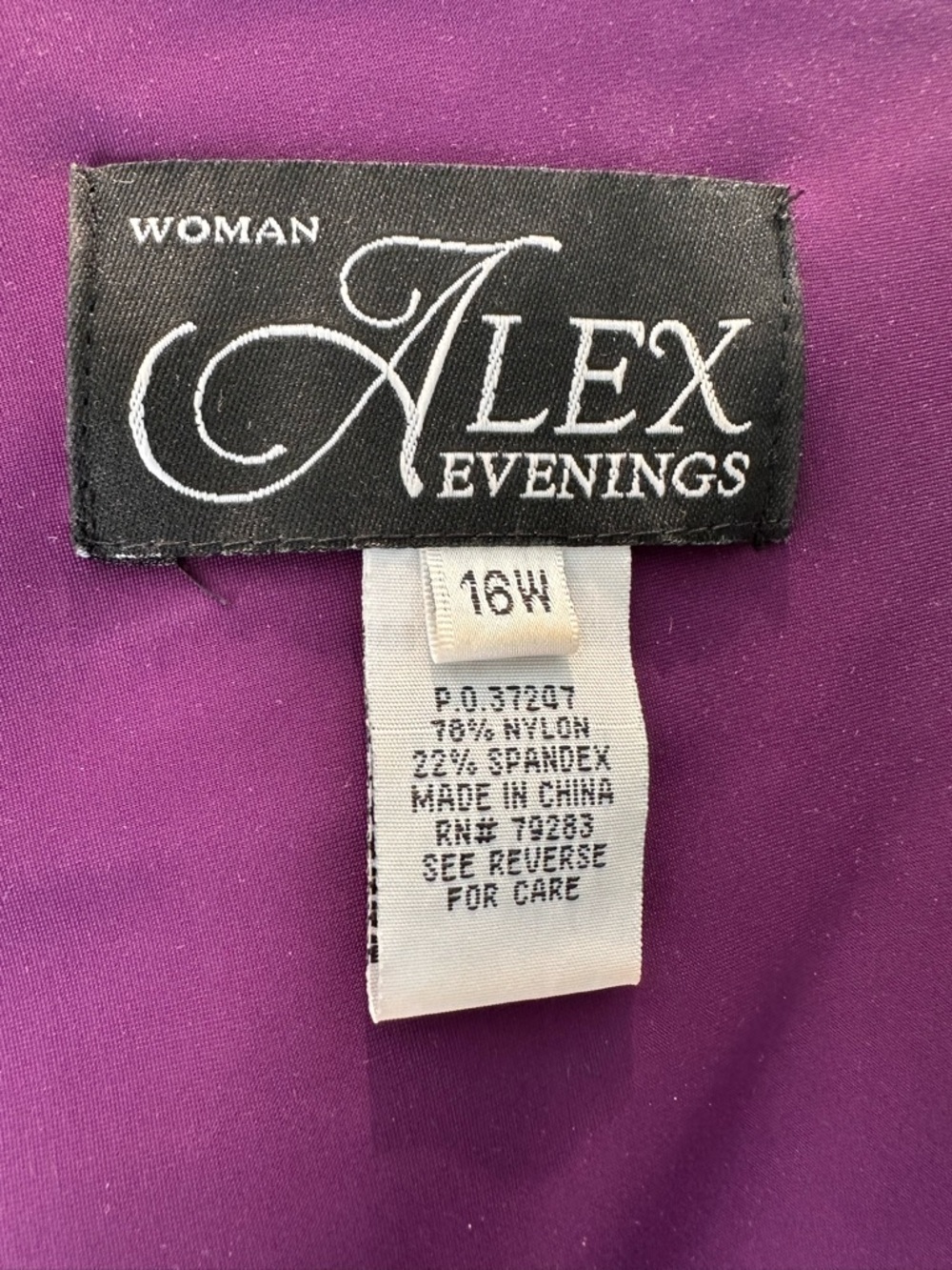 Alex Evenings Deep Purple Draped Midi Dress with Jeweled Accent - Picture 3 of 3
